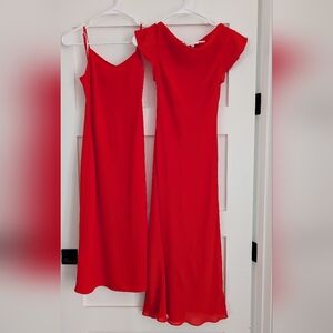 Reformation Red Maxi Dress with Slip Dress